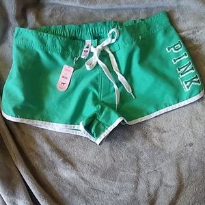 Victoria's secret "Pink"- Green & White shorts